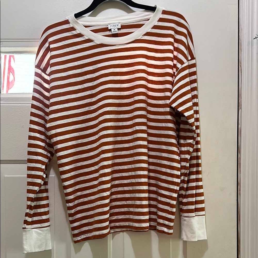 J. Crew Cinnamon and White Striped Top